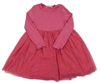 Růžové bavlněno/tylové šaty M&S