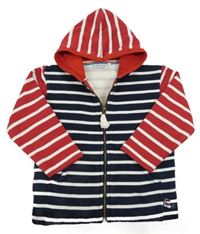 Tmavomodro-bielo-červená pruhovaná prepínaci mikina s kapucňou Breton