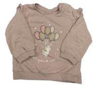 Staroružová mikina so zajačikom a volánikmi H&M
