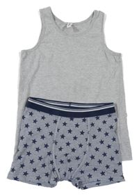 2set - Sivý nátělník + hviezdičkované boxerky