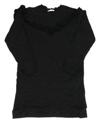 Černé třpytivé teplákové šaty s volánkem H&M