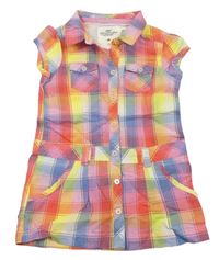 Farebné kockované košeľové prepínaci šaty H&M