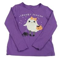 Tmavofialové triko s duchem H&M