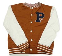 Hnědo-bílá baseballová mikina s písmenkem a pruhy a číslem name it.