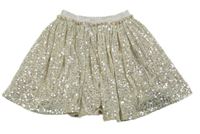 Světlebéžovo-stříbrná tylová flitrová sukně ;Next