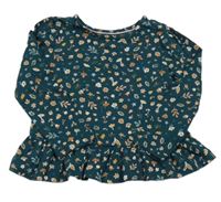 Smaragdové triko s houbičkami a lístečky a žaludy C&A