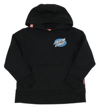 Čierna mikina s logom a vreckom a dinosaurom a kapucňou SANTA CRUZ