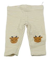 Smetanovo-zlaté pruhované legíny se soby C&A