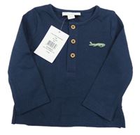 Nové - tmavomodré triko s krokodýlkem the little white company 