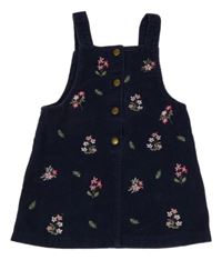 Tmavomodré menšestrové šaty s kvietkami F&F