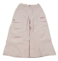 Svetloružové široké sametovo/manšetrové nohavice