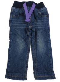 Tmavomodré podšité rifle s úpletovým pasem John Baner