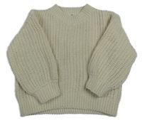 Smotanový rebrovaný žinylkový oversize sveter H&M
