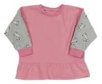 Růžovo-šedé pyžamové triko s dalmatinky