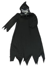 Kostým - 2Set - Černý cípatý oděv s kapucí + maska