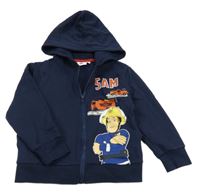 Tmavomodrá prepínaci mikina s požárníkem Samem a kapucňou