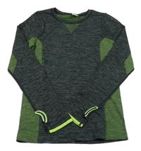 Čierno-sivo-zelené melírované thermo tričko s pruhmi YIGGA