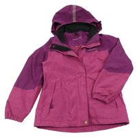 Tmavorůžovo-purpurová melírovaná šusťáková jarní funkční bunda s odepínací kapucí moorhead