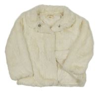 Smotanová kožušinová zateplená bunda s golierikom YD