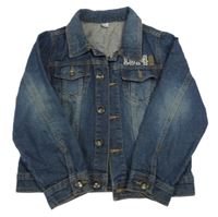 Tmavomodrá riflová bunda s číslem a límečkem 