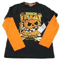 Nové - čierno-oranžové tričko s tekvicou F&F