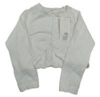 Nové - bílé propínací svetrové bolérko s perforovaným vzorom F&F