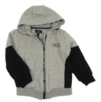 Sivo-čierna melírovaná prepínaci mikina s logom a kapucňou Firetrap