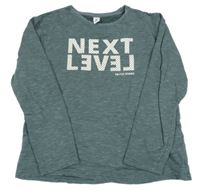 Břidlicové melírované mikinotriko s nápismi YIGGA