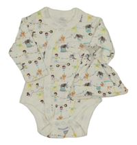 Nové - 2Set - Bílé zavinovací body s cirkusem + čepice early days