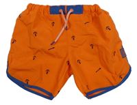 Tmavooranžovo-zafírové plážové kraťasy s kotvami SeRGeNT MaJoR