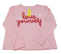 Nové - růžové triko s nápisy a srdíčky a hvězdičkami SHEIN