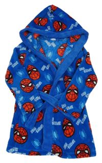 Cobaltovoě modro-zafírový plyšový župan so Spider-many a kapucňou MARVEL