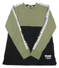 Khaki-černé triko s nápisy H&M