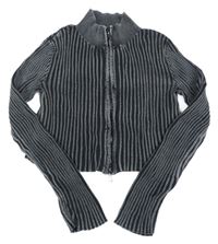 Čierno-sivý rebrovaný prepínaci crop sveter H&M