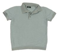 Světlešedo/světlemodré pruhované pletené polo tričko Next