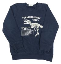 Tmavomodrá tepláková mikina s kostrou dinosaura Kuniboo