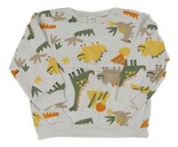 Biela oversize mikina s dinosaurami LC WaIKIKI