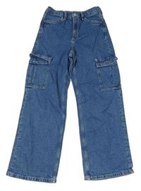 Modré wide leg cargo rifle H&M