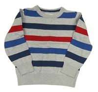 Sivo-modro-červený pruhovaný sveter H&M