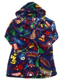 Tmavomodrý chlpatý župan s Avengers a kapucňou Matalan