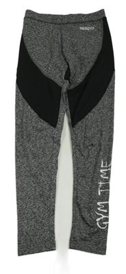 Tmavošedo-čierne športové legíny s nápisom