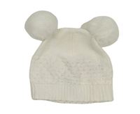 Biela pletená čapica s bambulemi Mamas&Papas