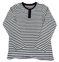 Bielo-čierne pruhované tričko s gombíkmi TCM