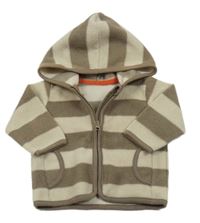 Hnědo-béžová pruhovaná fleecová propínací mikina s kapucí George