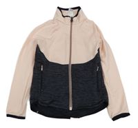 Světlerůžovo-tmavošedá sportovní propínací funkční mikina Decathlon