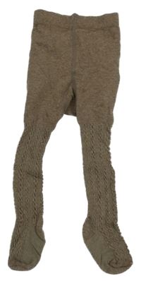 Hnědé melírované punčocháče s copánkovým vzorem H&M