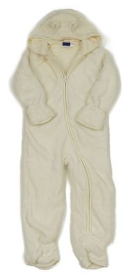 Krémová chlupatá podšitá kombinéza s kapucí Lupilu