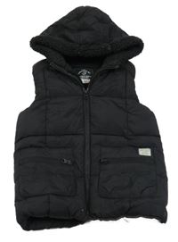 Černá šusťáková zateplená vesta s kapucí George