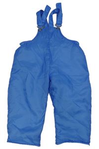 Modré šusťákové zateplené laclové kalhoty