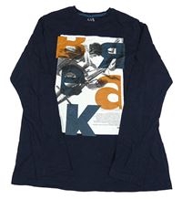 Tmavomodré triko s cyklistou C&A